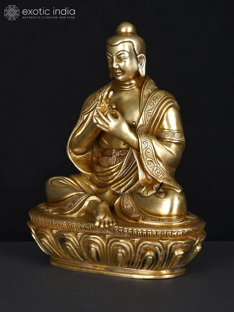9" Lord Buddha in Dharmachakra Mudra | Brass Statue