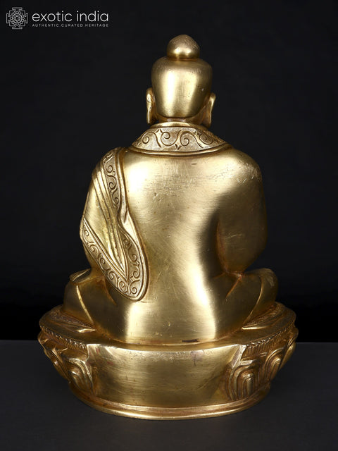 9" Lord Buddha in Dharmachakra Mudra | Brass Statue