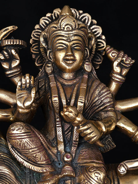 7" Eight Armed Goddess Durga (Sherawali Maa) | Brass Statue