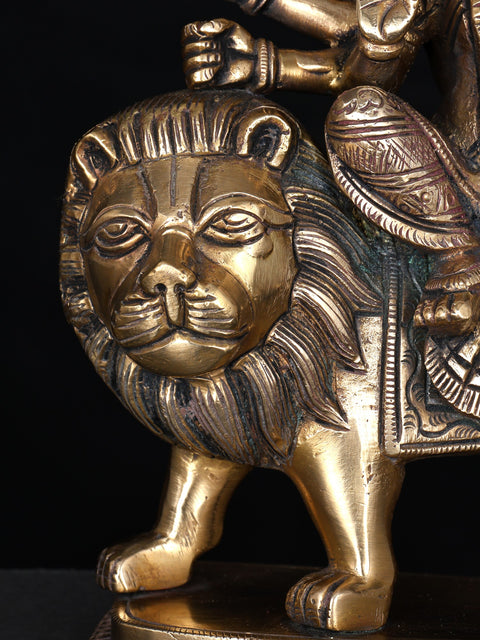 7" Eight Armed Goddess Durga (Sherawali Maa) | Brass Statue