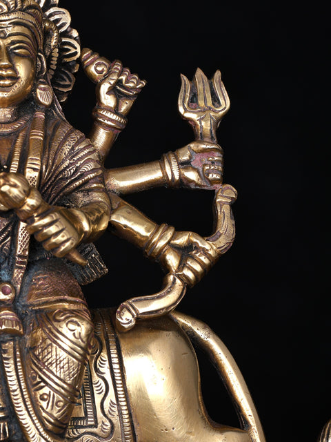 7" Eight Armed Goddess Durga (Sherawali Maa) | Brass Statue