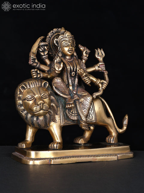 7" Eight Armed Goddess Durga (Sherawali Maa) | Brass Statue