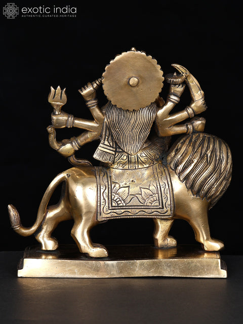 7" Eight Armed Goddess Durga (Sherawali Maa) | Brass Statue