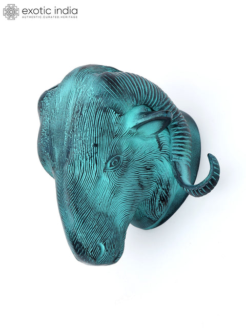 7" Wall Hanging Sheep Head in Brass | Home Decor