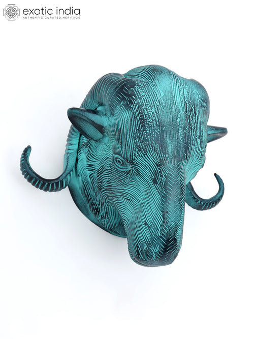 7" Brass Sheep Head Wall Hanging for Home Decor