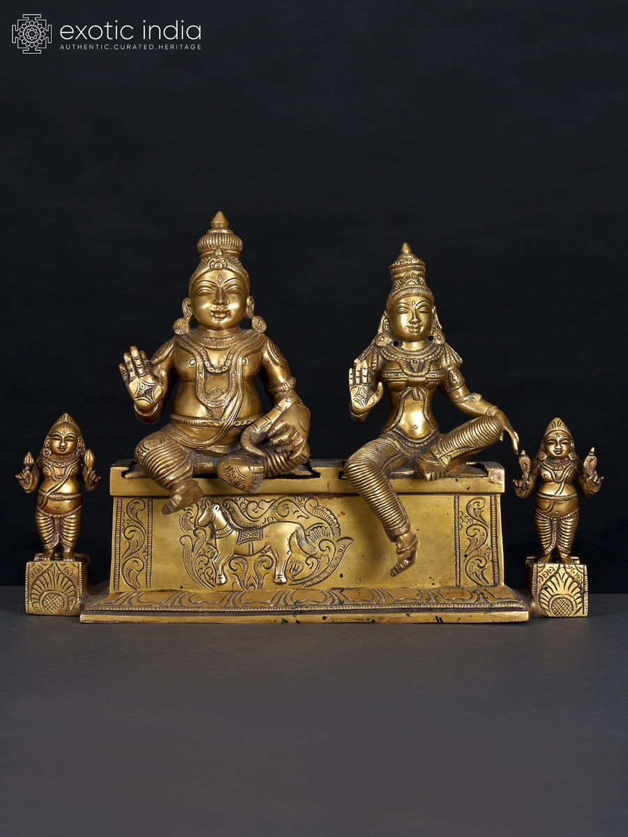16" Brass Kubera and Lakshmi Blessing Statue for Pooja