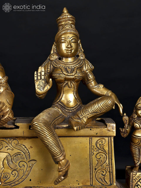16" Blessing Lord Kubera with Goddess Lakshmi | Brass Statue