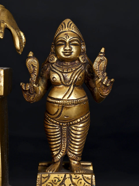 16" Blessing Lord Kubera with Goddess Lakshmi | Brass Statue