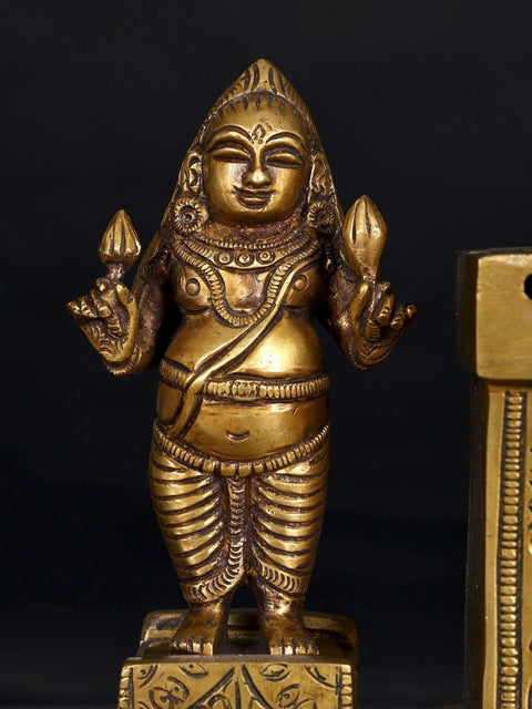 16" Blessing Lord Kubera with Goddess Lakshmi | Brass Statue
