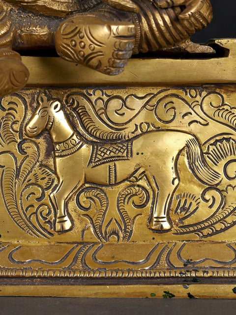 16" Blessing Lord Kubera with Goddess Lakshmi | Brass Statue