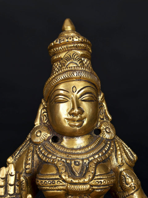 16" Blessing Lord Kubera with Goddess Lakshmi | Brass Statue