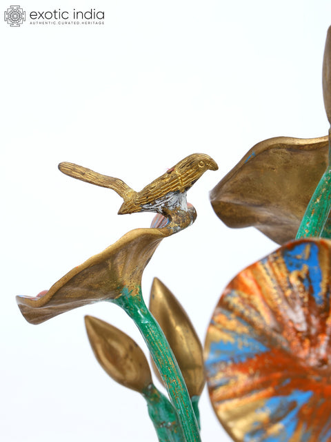 16" Decorative Flowers Showpiece in Brass | Table Decor