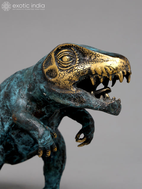 14" Brass Dinosaur Statue | Table Decor