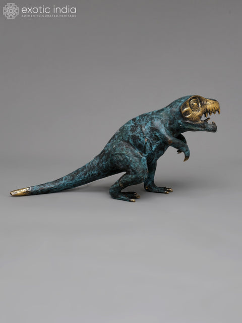 14" Brass Dinosaur Statue | Table Decor