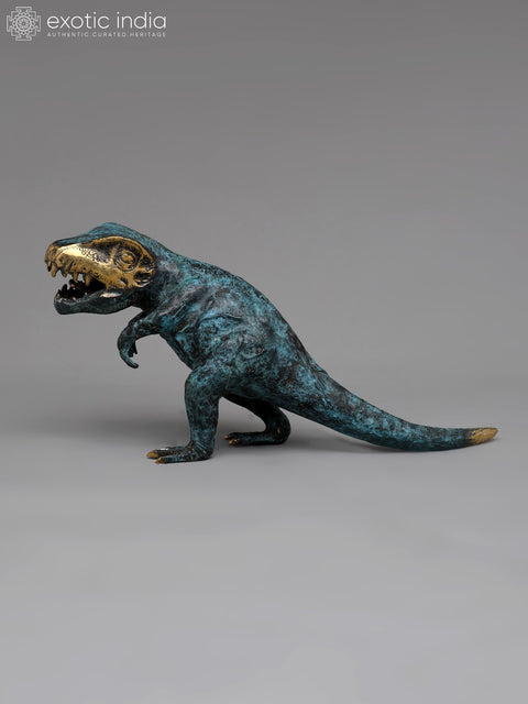 14" Brass Dinosaur Statue | Table Decor