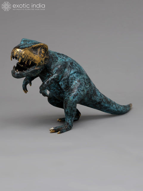 14" Brass Dinosaur Statue | Table Decor