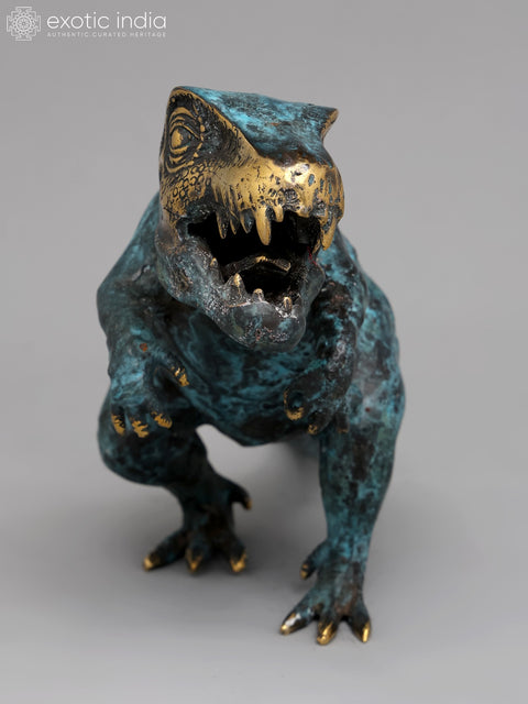14" Brass Dinosaur Statue | Table Decor