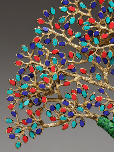 19" Brass Tree of Life with Inlay Work
