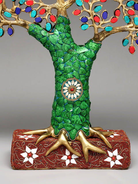 19" Brass Tree of Life with Inlay Work