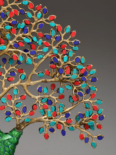19" Brass Tree of Life with Inlay Work