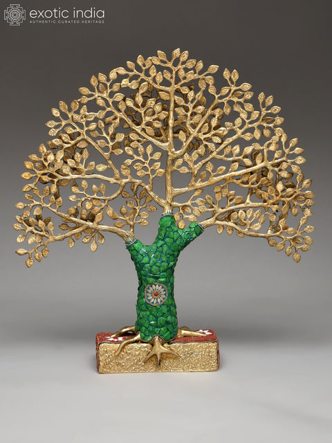 19" Brass Tree of Life with Inlay Work