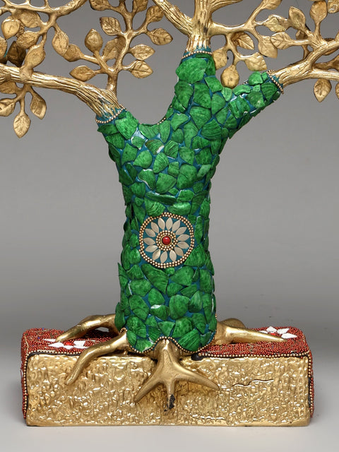 19" Brass Tree of Life with Inlay Work