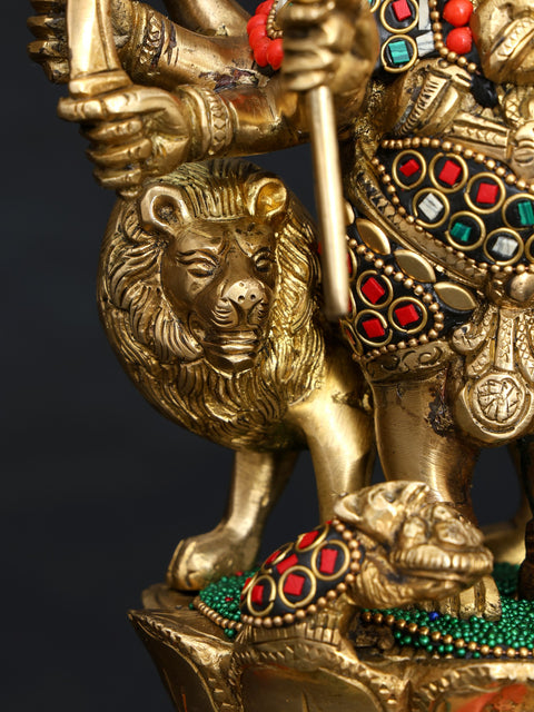 11" Drishti Ganesha Statue in Brass with Inlay Work