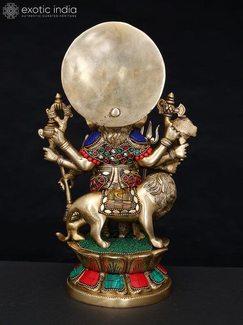 11" Drishti Ganesha Statue in Brass with Inlay Work