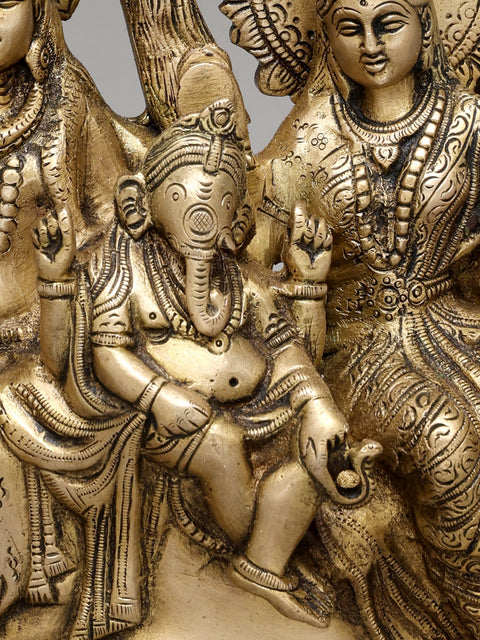 10" Lord Shiva Family Seated on Kirtimukha Throne | Brass Statue