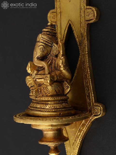 12" Lord Ganesha Wall Hanging Statue Brass