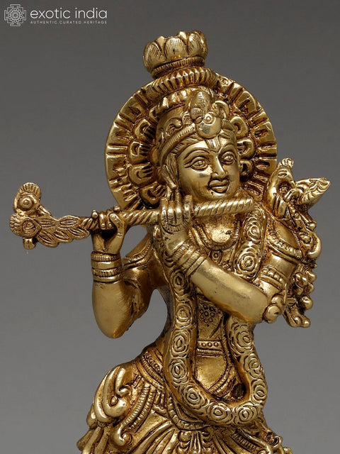 9" Tribhanga Murari Krishna | Brass Statue