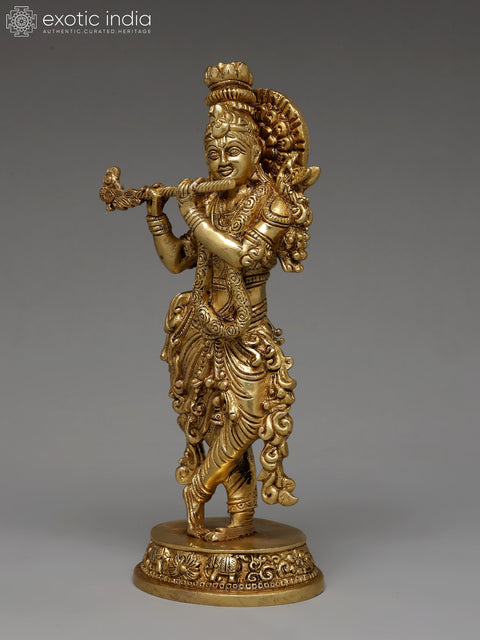 9" Tribhanga Murari Krishna | Brass Statue