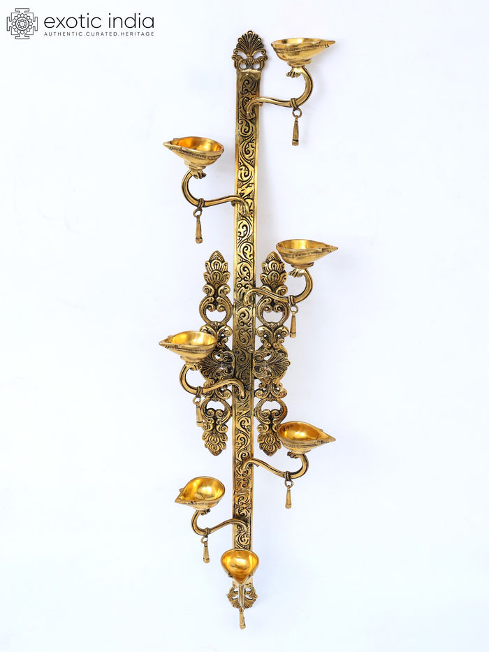 30" Brass Designer Wall Hanging Diyas for Home Decor
