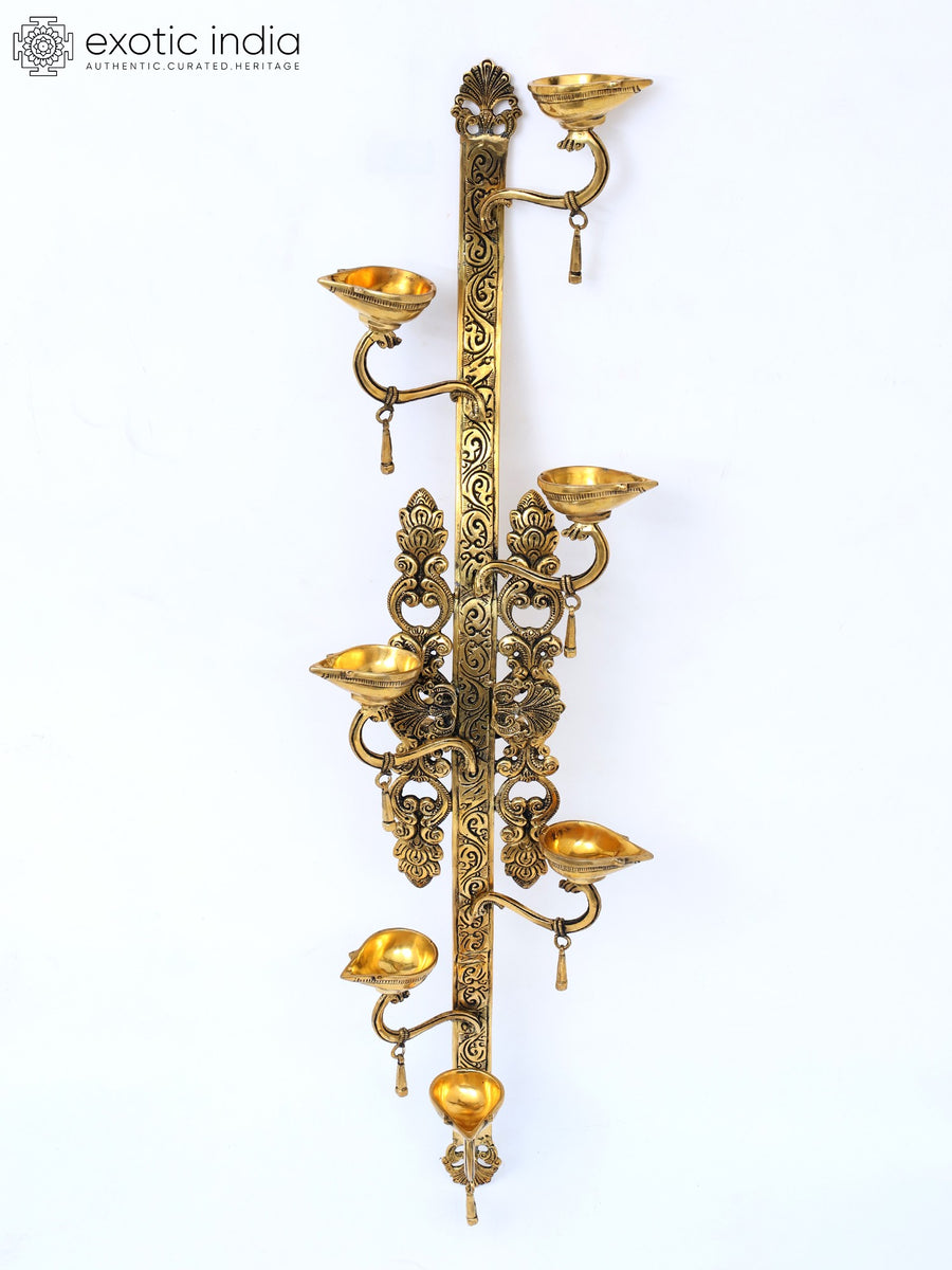 30" Brass Designer Wall Hanging Diyas for Home Decor