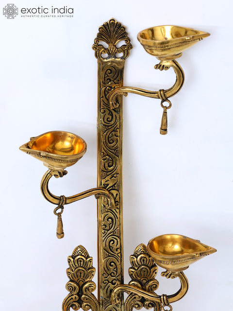 30" Designer Wall Hanging Diyas (Lamps) in Brass