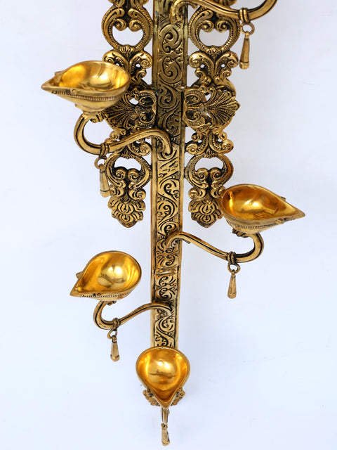 30" Designer Wall Hanging Diyas (Lamps) in Brass
