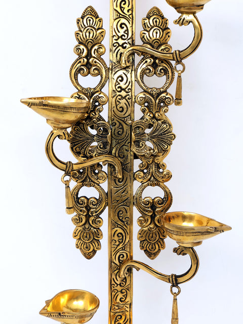 30" Designer Wall Hanging Diyas (Lamps) in Brass