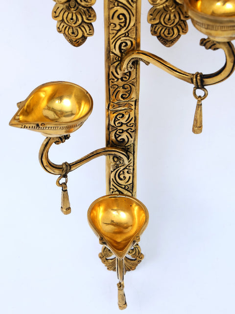 30" Designer Wall Hanging Diyas (Lamps) in Brass