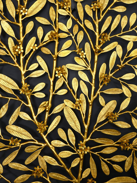 60" Large Rectangular Shaped Brass Tree Branch Wall Art with Birds | Home Decor