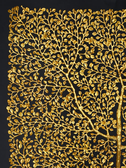 60" Large Rectangular Tree of Life in Brass | Home Decor