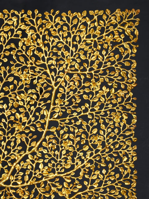 60" Large Rectangular Tree of Life in Brass | Home Decor