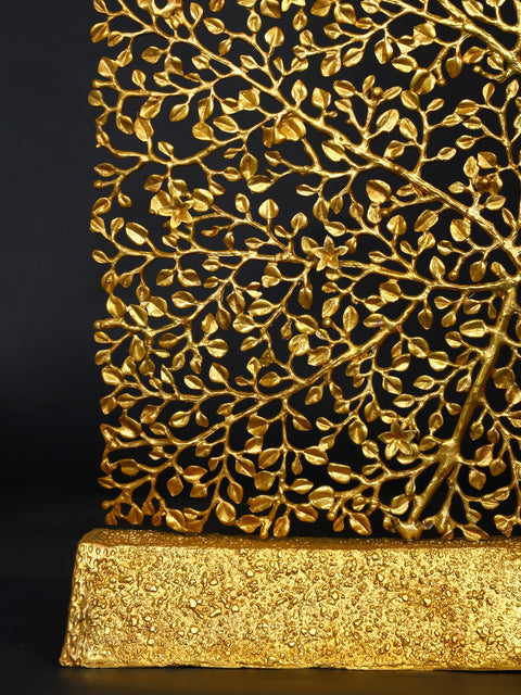 60" Large Rectangular Tree of Life in Brass | Home Decor