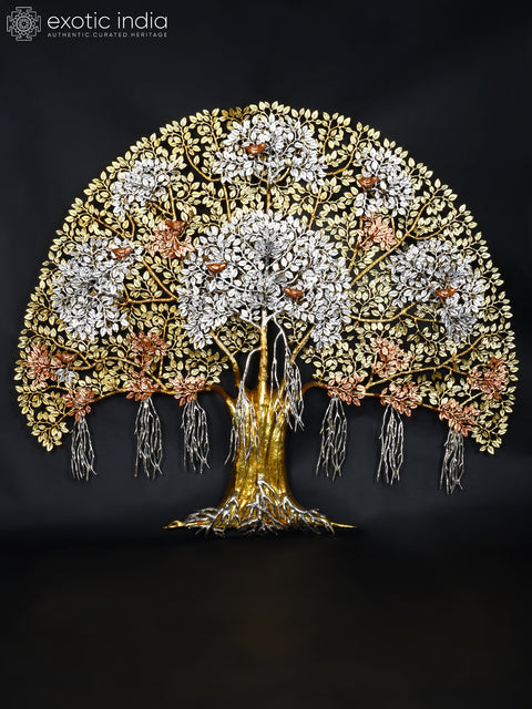 64" Large Brass Tree of Life with Birds | Wall Mounted | Home Decor