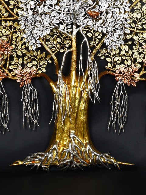 64" Large Brass Tree of Life with Birds | Wall Mounted | Home Decor