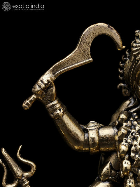 4" Small Superfine Goddess Kali Standing on Lord Shiva | Brass Statue