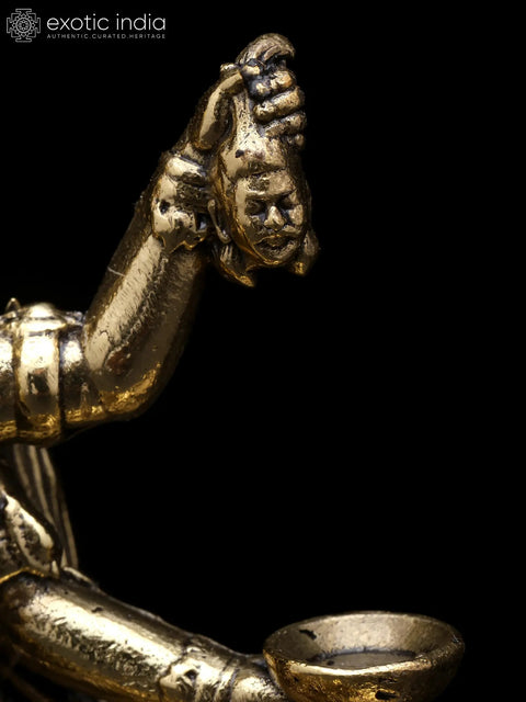 4" Small Superfine Goddess Kali Standing on Lord Shiva | Brass Statue