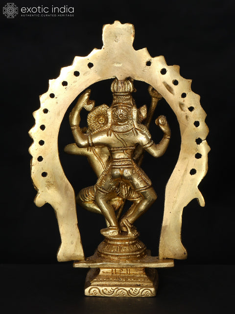 7" Dancing Shiva Parvati with Kirtimukha Prabhavali | Brass Statue