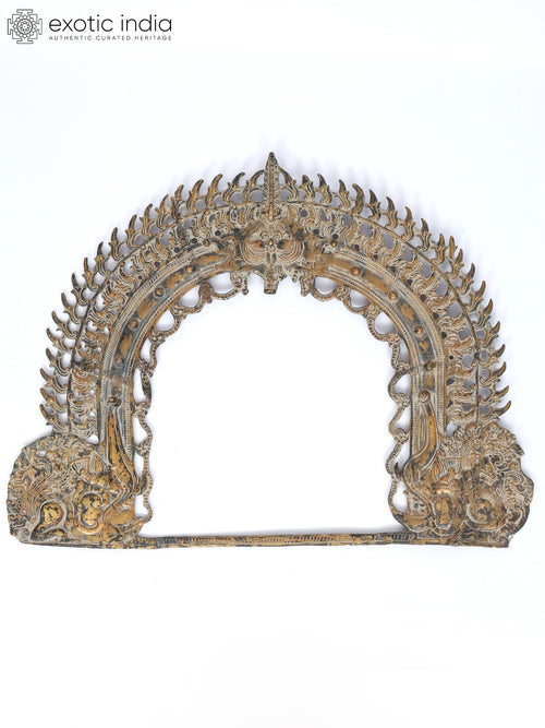 31" Large Kirtimukha Prabhavali Brass Wall Hanging for Pooja