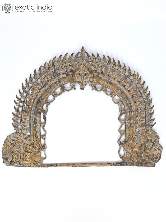 31" Large Kirtimukha Prabhavali in Brass | Wall Hanging