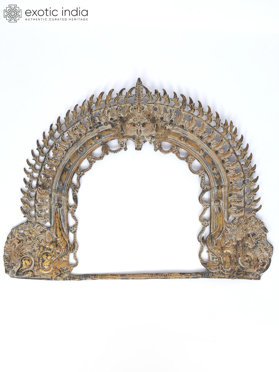 31" Large Kirtimukha Prabhavali Brass Wall Hanging for Pooja